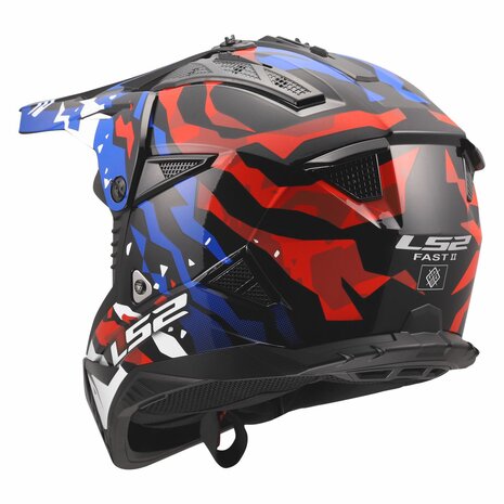 LS2 MX708 Fast II helmet Grotesk gloss white blue red
