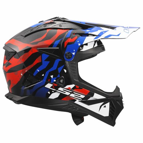 LS2 MX708 Fast II helmet Grotesk gloss white blue red