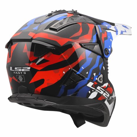 LS2 MX708 Fast II helmet Grotesk gloss white blue red
