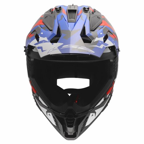 LS2 MX708 Fast II helmet Grotesk gloss white blue red