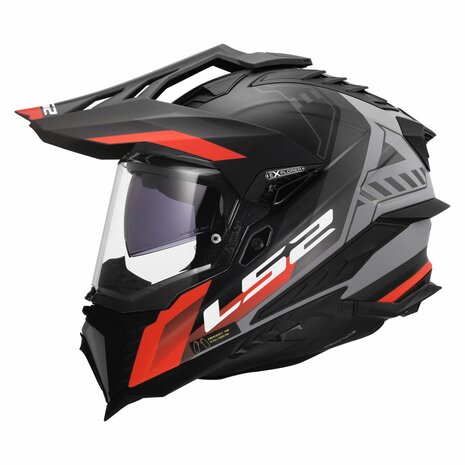 LS2 MX701 Explorer Hexa matt black red grey - Adventure helmet motorcycle