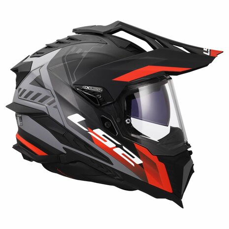 LS2 MX701 Explorer Hexa matt black red grey - Adventure helmet motorcycle