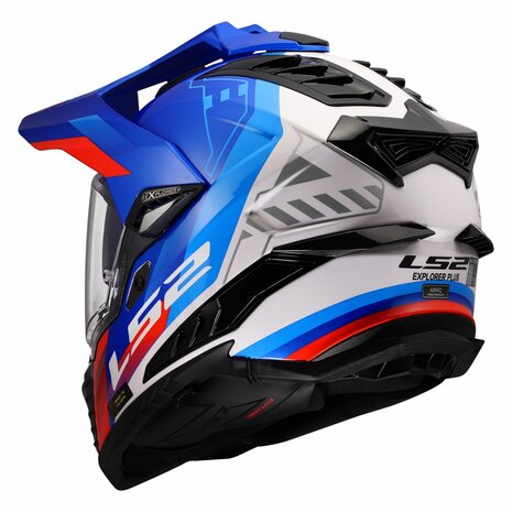 LS2 MX701 Explorer Hexa gloss white blue red - Adventure helmet motorcycle