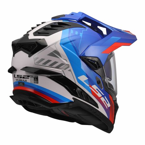 LS2 MX701 Explorer Hexa gloss white blue red - Adventure helmet motorcycle
