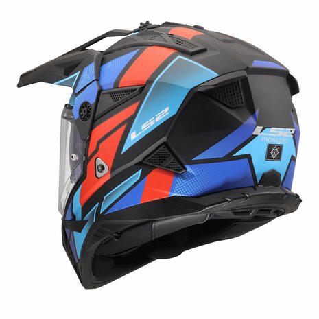 LS2 MX702 Pioneer II adventure helmet Block matt black red blue
