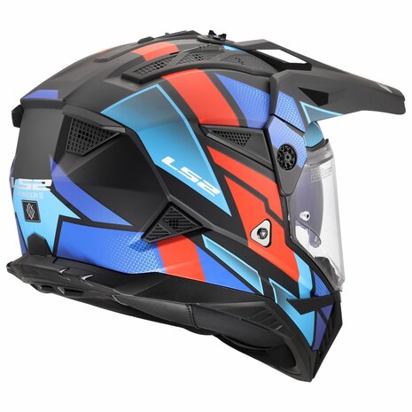 LS2 MX702 Pioneer II adventure helmet Block matt black red blue