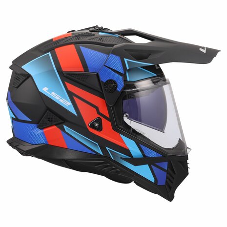 LS2 MX702 Pioneer II adventure helmet Block matt black red blue