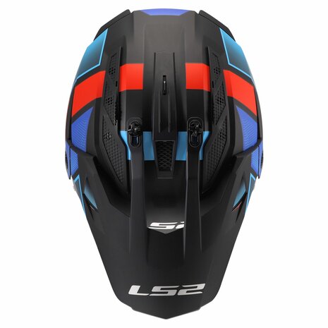LS2 MX702 Pioneer II adventure helmet Block matt black red blue