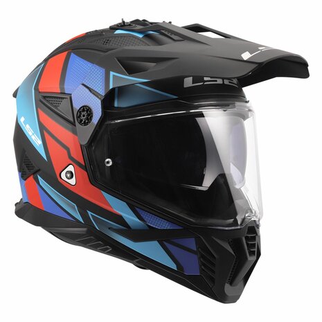 LS2 MX702 Pioneer II adventure helmet Block matt black red blue