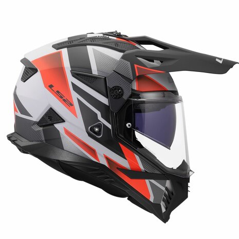 LS2 MX702 Pioneer II adventure helmet Block matt grey red