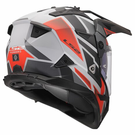 LS2 MX702 Pioneer II adventure helmet Block matt grey red