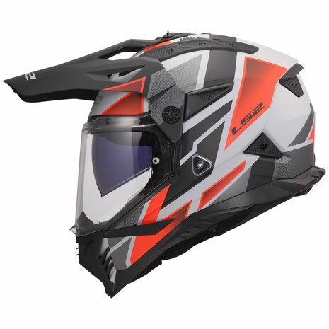 LS2 MX702 Pioneer II adventure helmet Block matt grey red