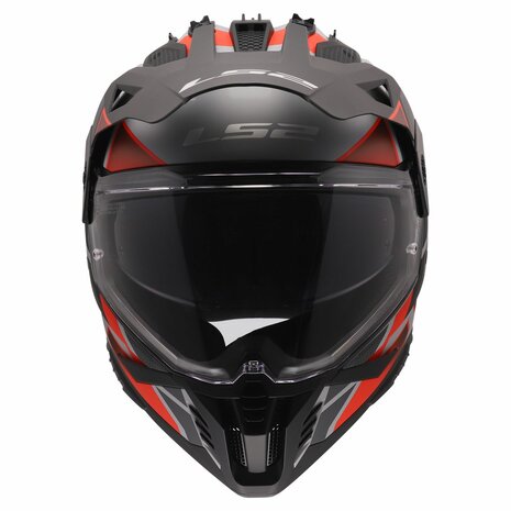 LS2 MX702 Pioneer II adventure helmet Block matt grey red