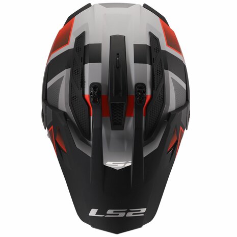 LS2 MX702 Pioneer II adventure helmet Block matt grey red