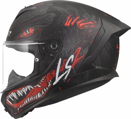 LS2 FF820 Rapid III helmet Kaiju II matt black red white