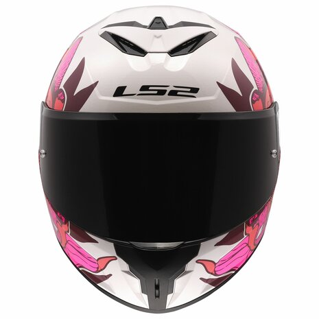LS2 FF820 Rapid III helmet Poppies II gloss white pink