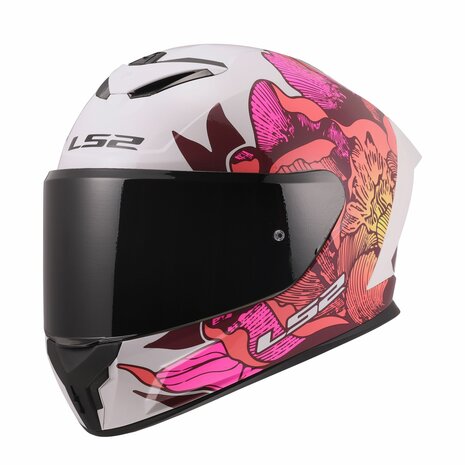 LS2 FF820 Rapid III helmet Poppies II gloss white pink