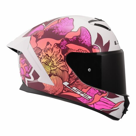 LS2 FF820 Rapid III helmet Poppies II gloss white pink