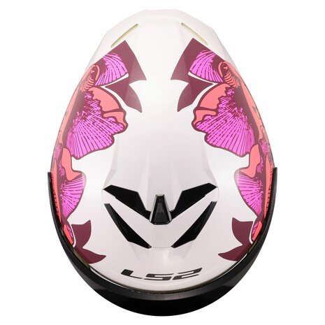 LS2 FF820 Rapid III helmet Poppies II gloss white pink