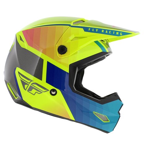 Fly Racing Kinetic MX Helmet Drift gloss blue yellow grey