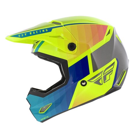 Fly Racing Kinetic MX Helmet Drift gloss blue yellow grey