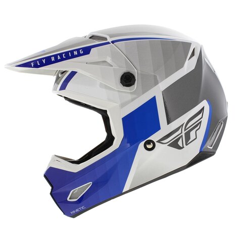 Fly Racing Kinetic MX Helmet Drift gloss blue white grey - Size L