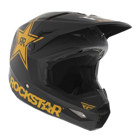 Fly Racing Kinetic MX Helmet Rockstar matt black gold - Size Medium