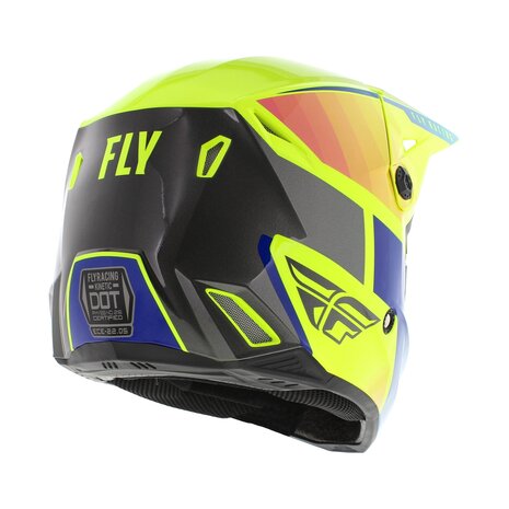 Fly Racing Kinetic Children Youth Offroad MX Helmet Drift gloss blue yellow grey