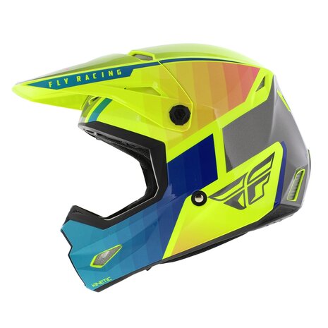 Fly Racing Kinetic Children Youth Offroad MX Helmet Drift gloss blue yellow grey