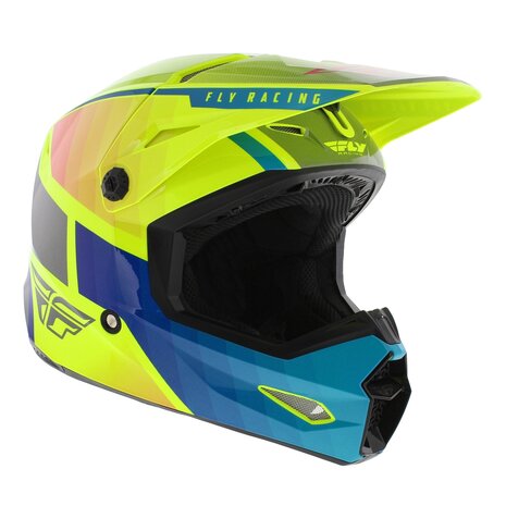 Fly Racing Kinetic Children Youth Offroad MX Helmet Drift gloss blue yellow grey