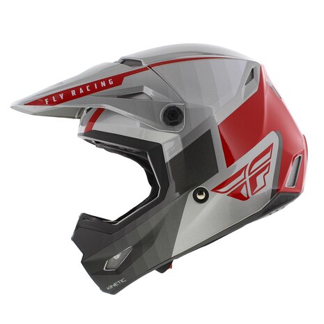 Fly Racing Kinetic Children helmet - Size Youth M 49-50 CM - Offroad MX Drift gloss grey red