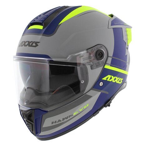 Axxis Hawk SV EVO full face helmet Daytona C2 matt grey blue yellow