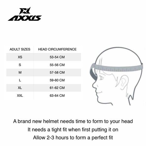 Axxis-Hawk-SV-Evo-Integraal-helm-Ixil-mat-zwart-rood-maattabel