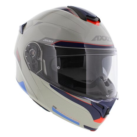 Axxis Storm S SV Flip-up helmet Genuine A0 gloss grey-white blue - Size M