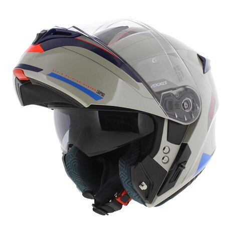 Axxis Storm S SV Flip-up helmet Genuine A0 gloss grey-white blue - Size M