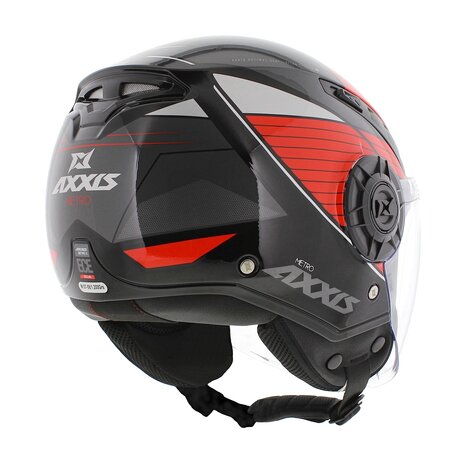 Axxis Metro S Bird B5 gloss black red grey - Openface helmet for motorcycle &amp; scooter