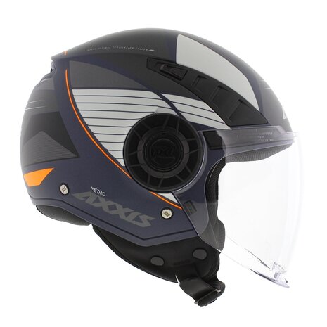 Axxis Metro S Bird B0 matt blue white grey - Openface helmet for motorcycle and scooter