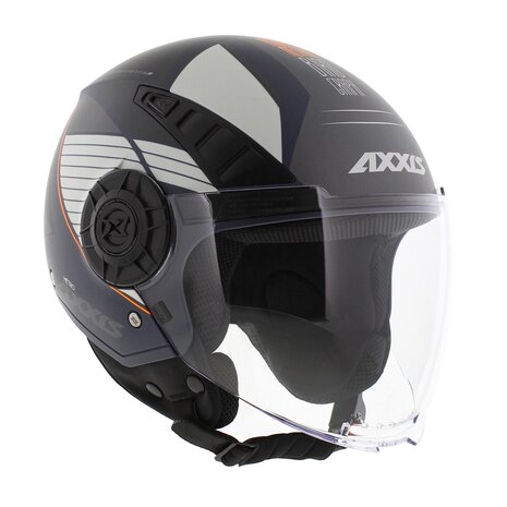 Axxis Metro S Bird B0 matt blue white grey - Openface helmet for motorcycle and scooter