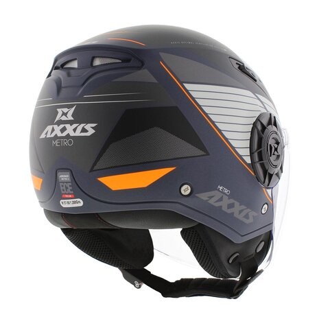 Axxis Metro S Bird B0 matt blue white grey - Openface helmet for motorcycle and scooter