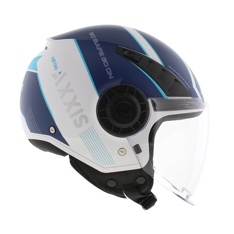 Axxis Metro S helmet Techno A7 matt blue white - Size M - Openface helmet for motorcycle and scooter use