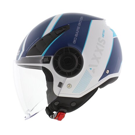 Axxis Metro S helmet Techno A7 matt blue white - Size M - Openface helmet for motorcycle and scooter use