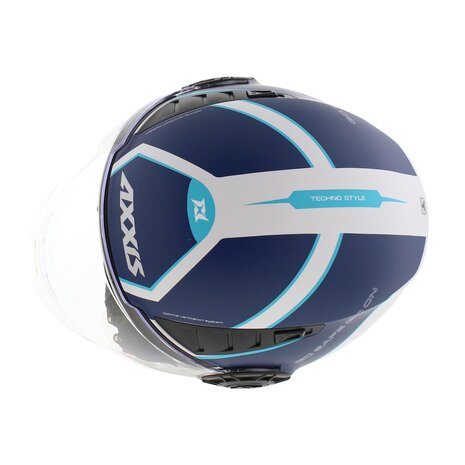 Axxis Metro S helmet Techno A7 matt blue white - Size M - Openface helmet for motorcycle and scooter use