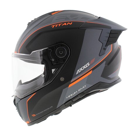 Axxis Hawk SV EVO full face helmet Titan B4 matt black orange grey