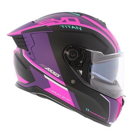 Axxis Hawk SV EVO full face helmet Titan B8 matt black pink purple