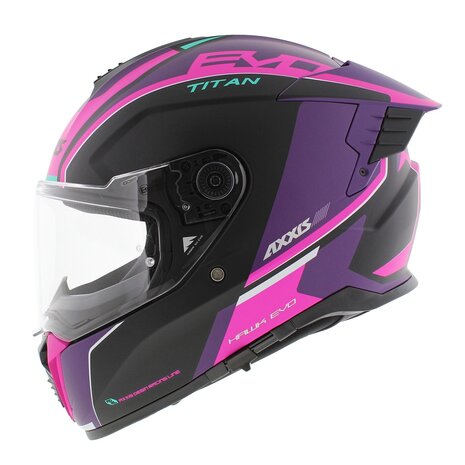 Axxis Hawk SV EVO full face helmet Titan B8 matt black pink purple