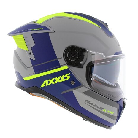 Axxis Hawk SV EVO full face helmet Daytona C2 matt grey blue yellow