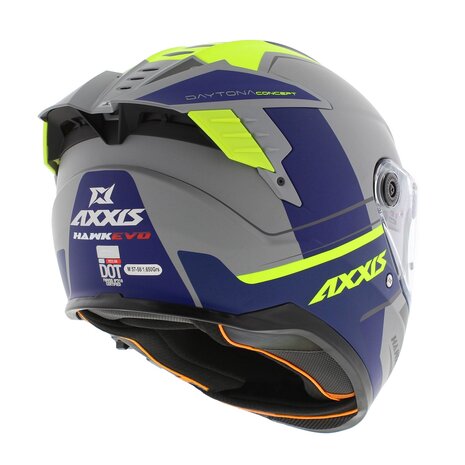 Axxis Hawk SV EVO full face helmet Daytona C2 matt grey blue yellow