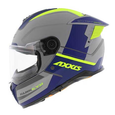 Axxis Hawk SV EVO full face helmet Daytona C2 matt grey blue yellow