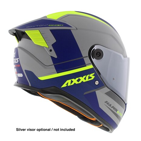 Axxis Hawk SV EVO full face helmet Daytona C2 matt grey blue yellow