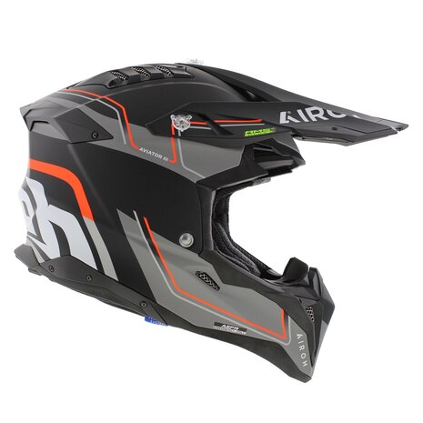 Airoh MX Helmet Aviator 3 AMS&sup2; Leader matt black grey orange